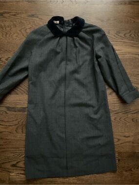 Marni Gray wool dress girls with Navy Contrast Collar